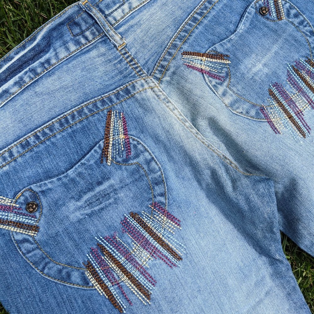 Y2k low rised embroidered jeans